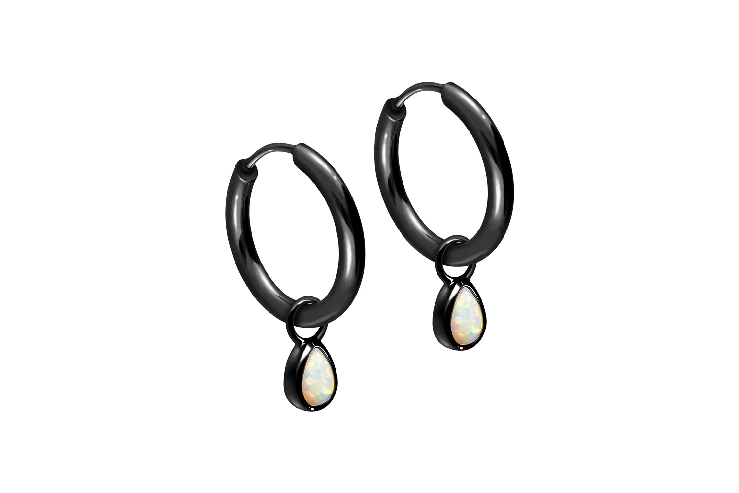 Chirurgenstahl Ohrclicker Creolen SYNTHETISCHER OPALTROPFEN von Piercingline